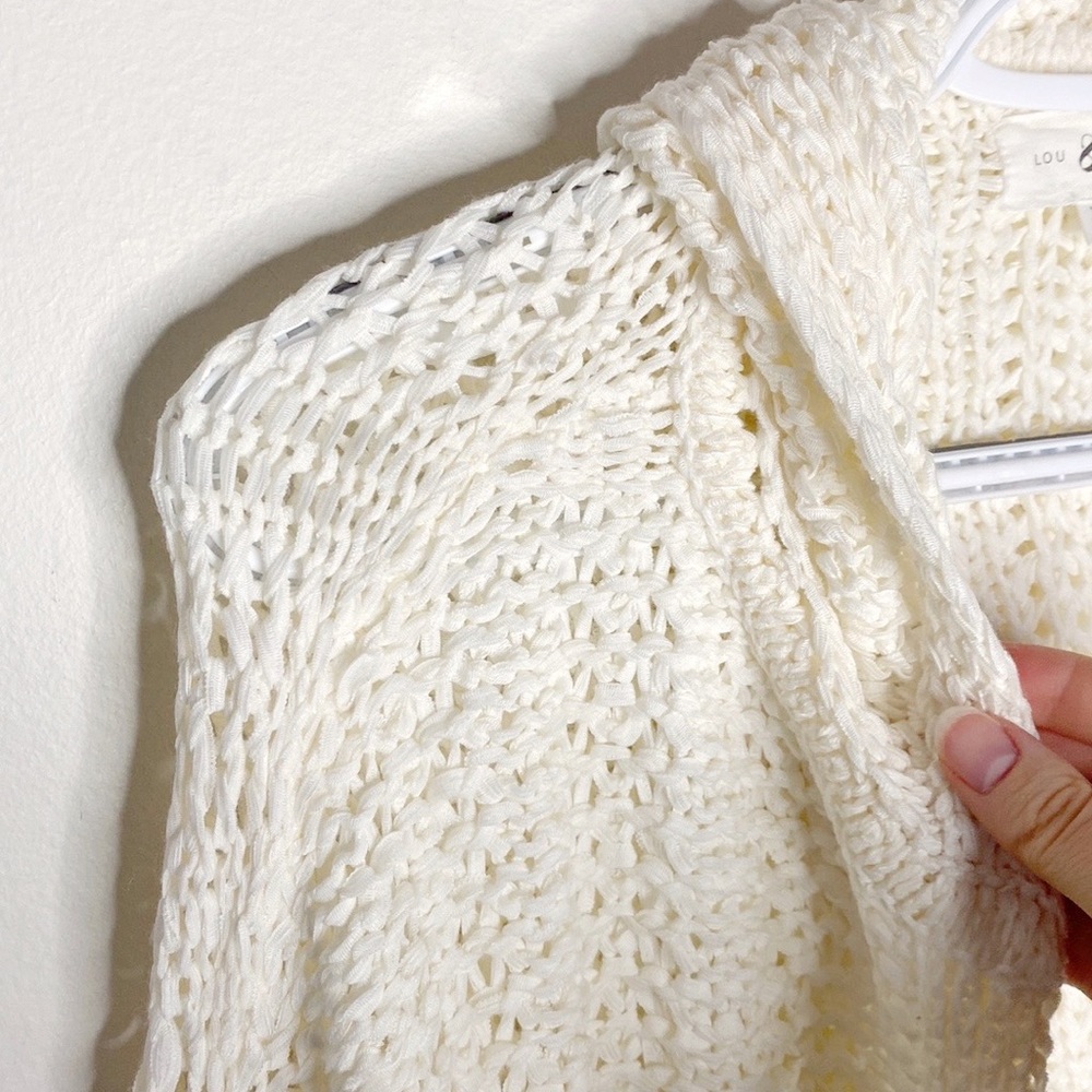 Lou & Grey tape open knit hooded sweater cardigan size XS - Picture 4 of 10